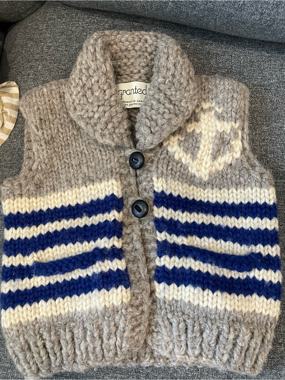 Granted hand-knit 100% wool toddler vest